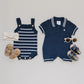 Nautical Stripe Knit Bubble Romper
