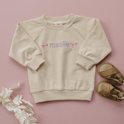 Custom Embroidered Organic Cotton Crewneck or Romper Sweatshirt - Fruit Design