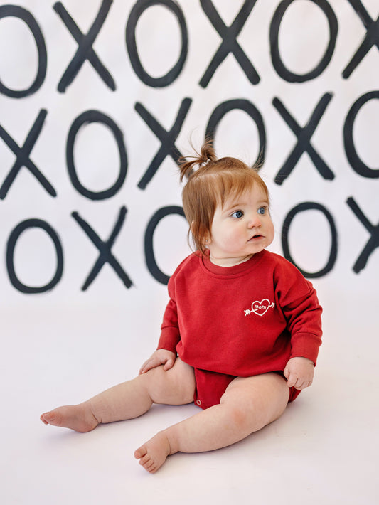 Custom Embroidered Valentine's Sweatshirt Romper