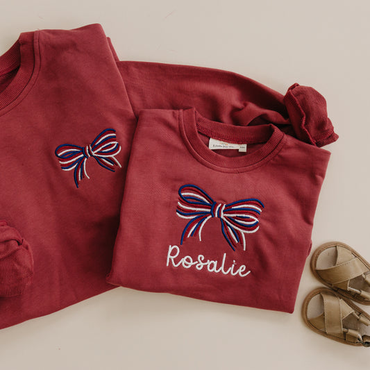 Custom Embroidered 4th of July Sweatshirt Romper or Crewneck - Red