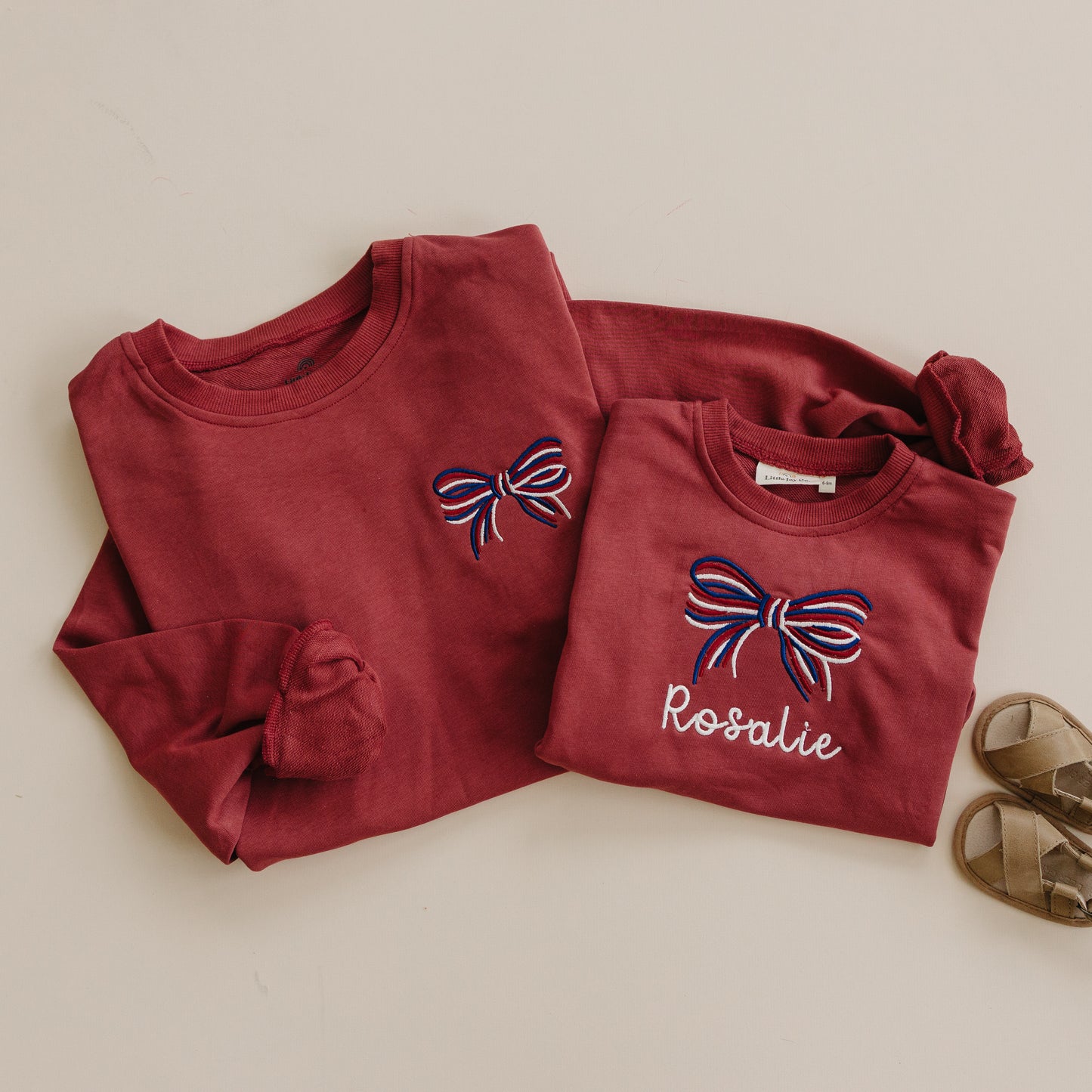 Custom Embroidered 4th of July Sweatshirt Romper or Crewneck - Red