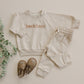 Custom Embroidered Organic Cotton Jogger Set - Cream