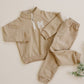Custom Embroidered Organic Cotton Quarter Zip Set - Tan