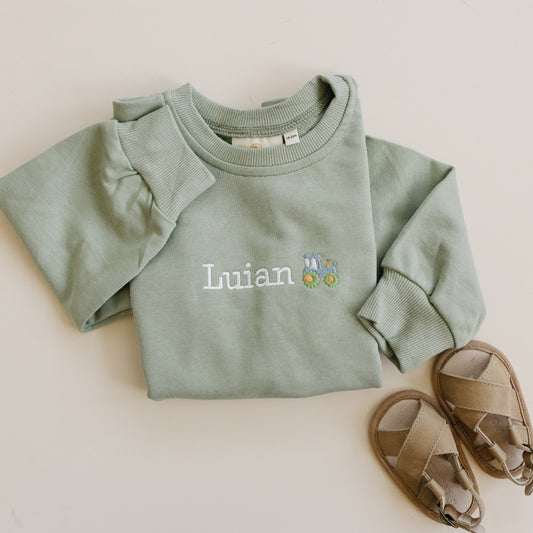 Custom Embroidered Tractor Sweatshirt - Crewneck or Sweatshirt Romper