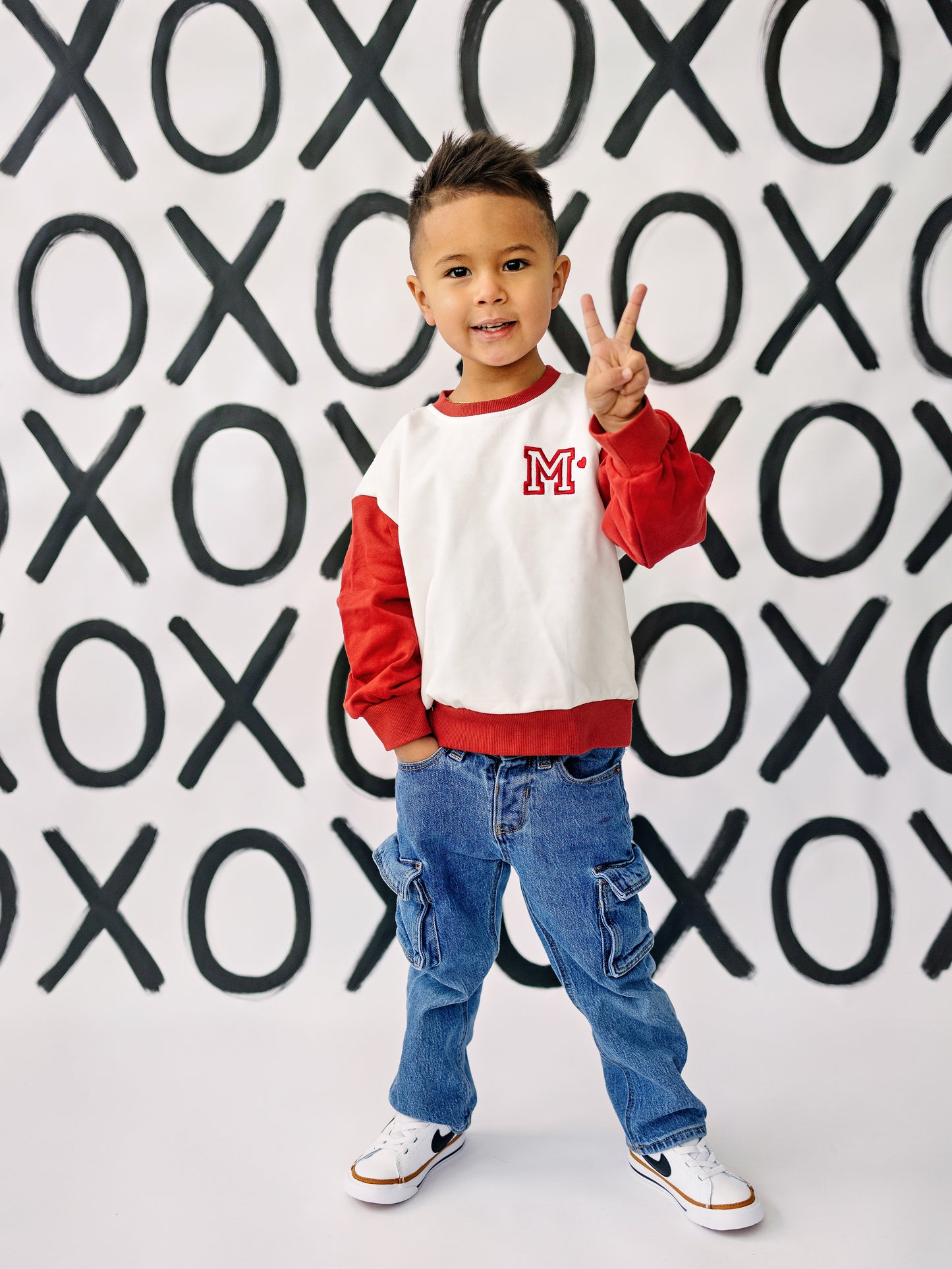 Custom Embroidered Valentine's Day Colorblock Sweatshirt or Romper