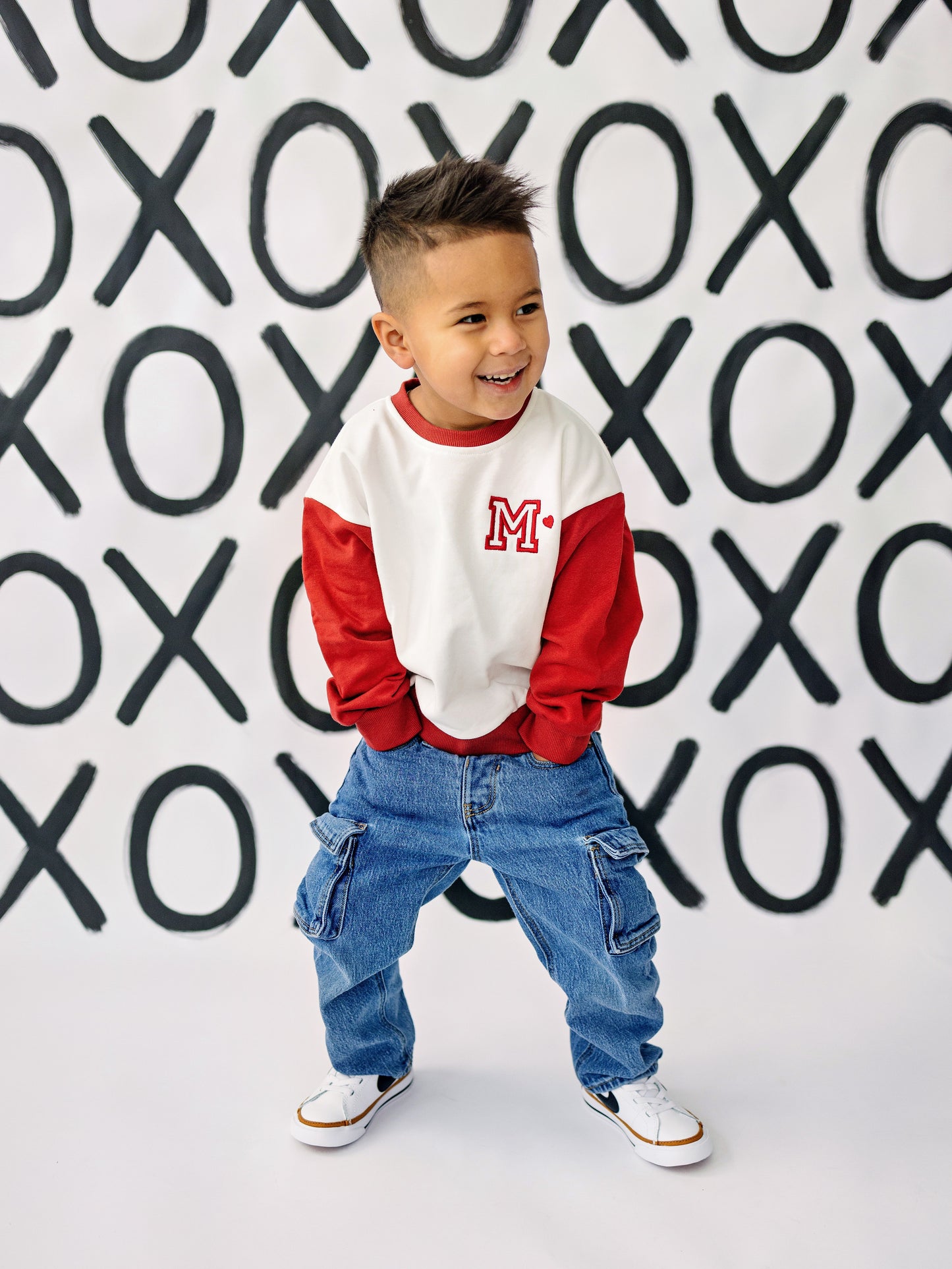 Custom Embroidered Valentine's Day Colorblock Sweatshirt or Romper