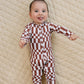 Bamboo Zip Romper | Chocolate Checkered