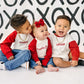 Custom Embroidered Colorblock Valentine's Sweatshirt Romper - Red