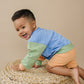 Custom Embroidered Colorblock Crewneck Sweatshirt - Orange Blue Green