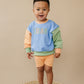 Custom Embroidered Colorblock Crewneck Sweatshirt - Orange Blue Green