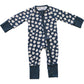 Navy Daisy Ribbed Bamboo Zipper