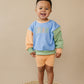 Custom Embroidered Colorblock Crewneck Sweatshirt - Orange Blue Green