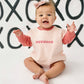 Custom Embroidered Colorblock Sweatshirt Romper - Pink/Pink