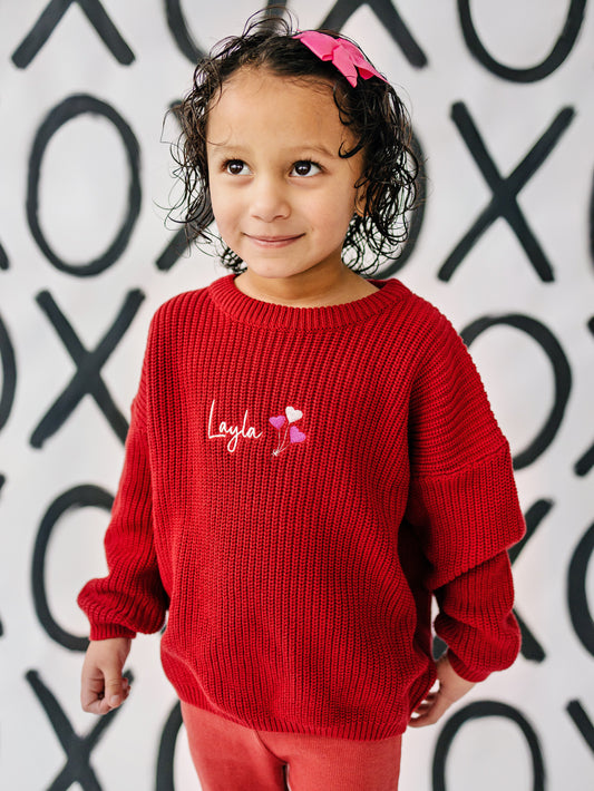 Custom Embroidered Valentine's Knit Sweater