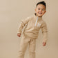 Custom Embroidered Organic Cotton Quarter Zip Set - Tan