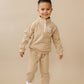 Custom Embroidered Organic Cotton Quarter Zip Set - Tan