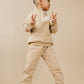 Custom Embroidered Organic Cotton Quarter Zip Set - Tan