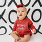 Custom Embroidered Valentine's Sweatshirt or Romper - Dark Red