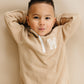 Custom Embroidered Organic Cotton Quarter Zip Set - Tan