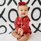 Custom Embroidered Valentine's Sweatshirt or Romper - Dark Red