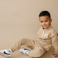 Custom Embroidered Organic Cotton Quarter Zip Set - Tan