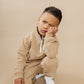 Custom Embroidered Organic Cotton Quarter Zip Set - Tan
