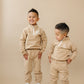 Custom Embroidered Organic Cotton Quarter Zip Set - Tan