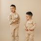 Custom Embroidered Organic Cotton Quarter Zip Set - Tan