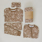 Brown Floral Ribbed Bamboo Zipper