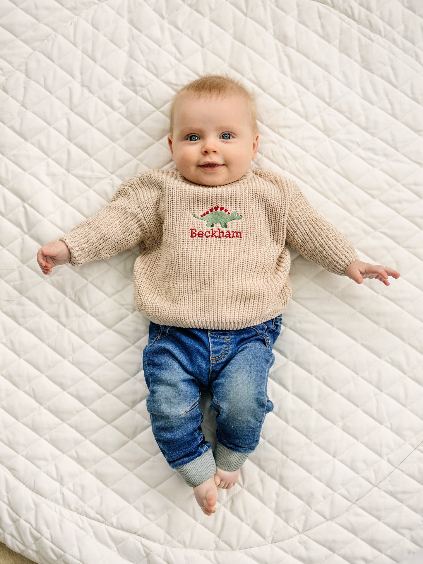 Custom Embroidered Valentine's Knit Sweater - Cream