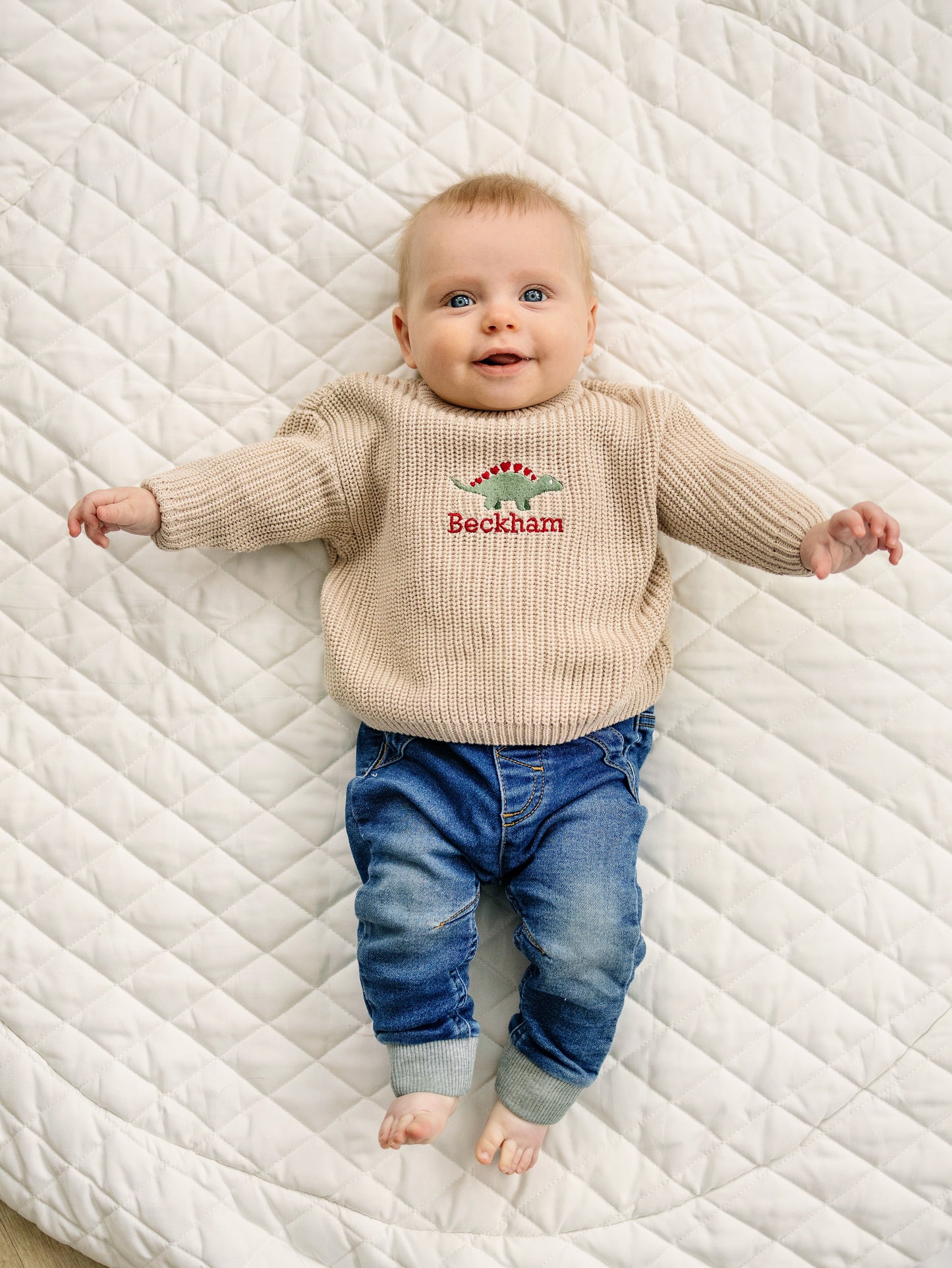 Custom Embroidered Valentine's Knit Sweater - Cream