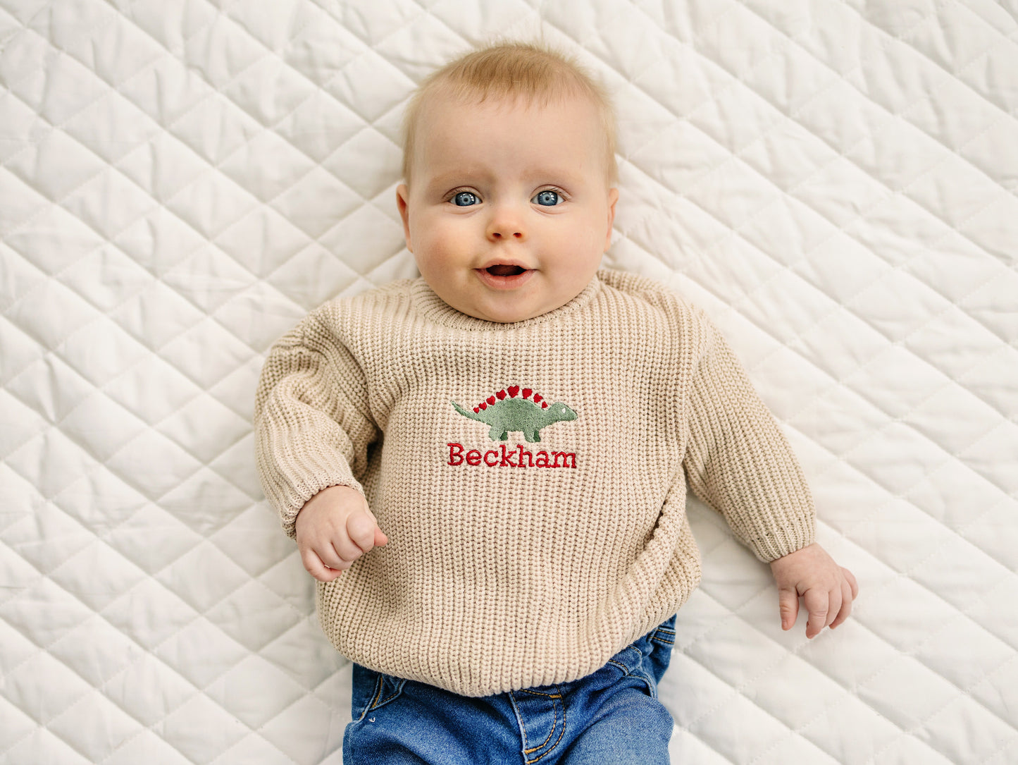 Custom Embroidered Valentine's Knit Sweater - Cream