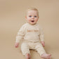 Custom Embroidered Organic Cotton Jogger Set - Cream