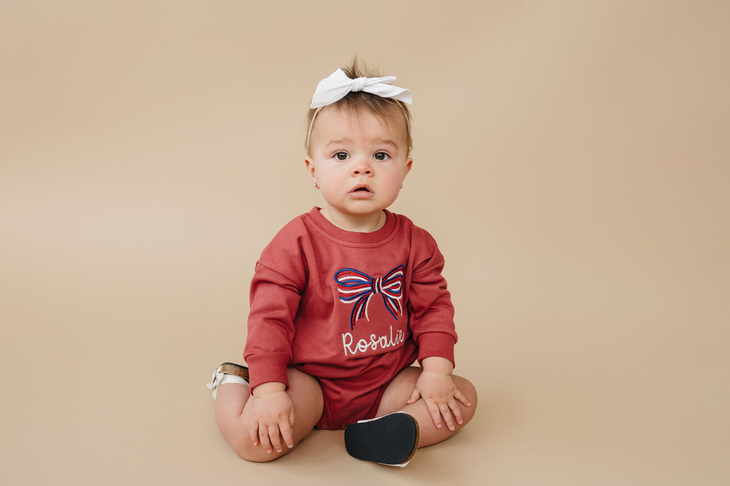 Custom Embroidered 4th of July Sweatshirt Romper or Crewneck - Red