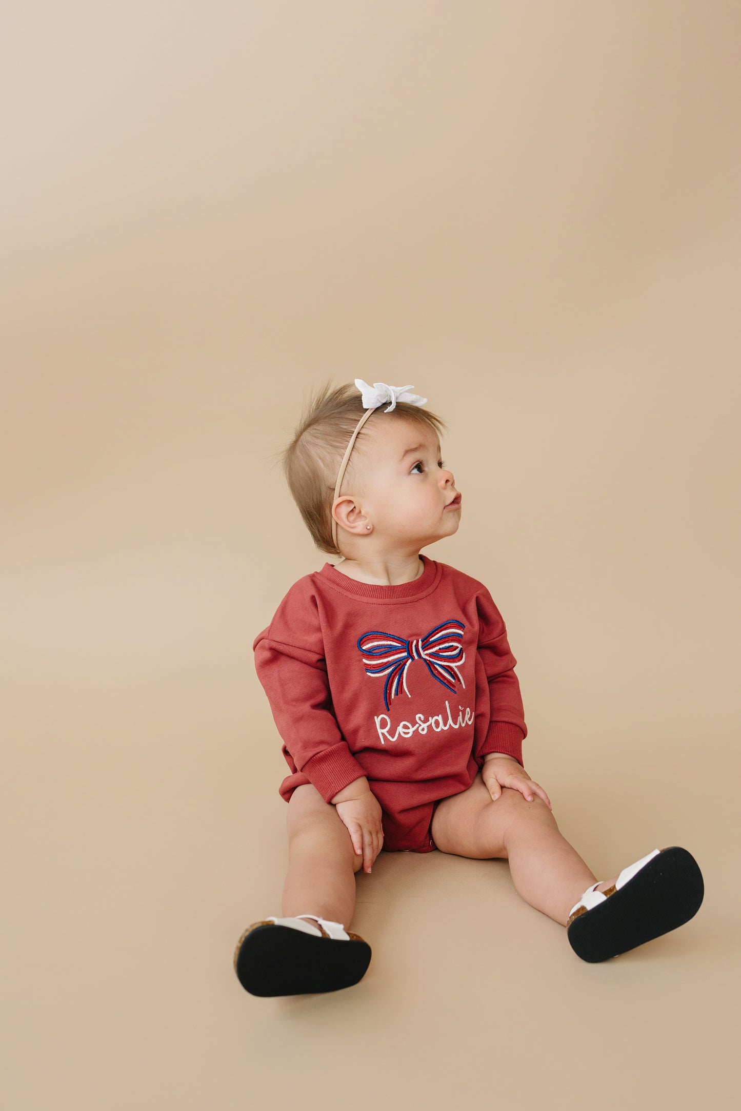 Custom Embroidered 4th of July Sweatshirt Romper or Crewneck - Red