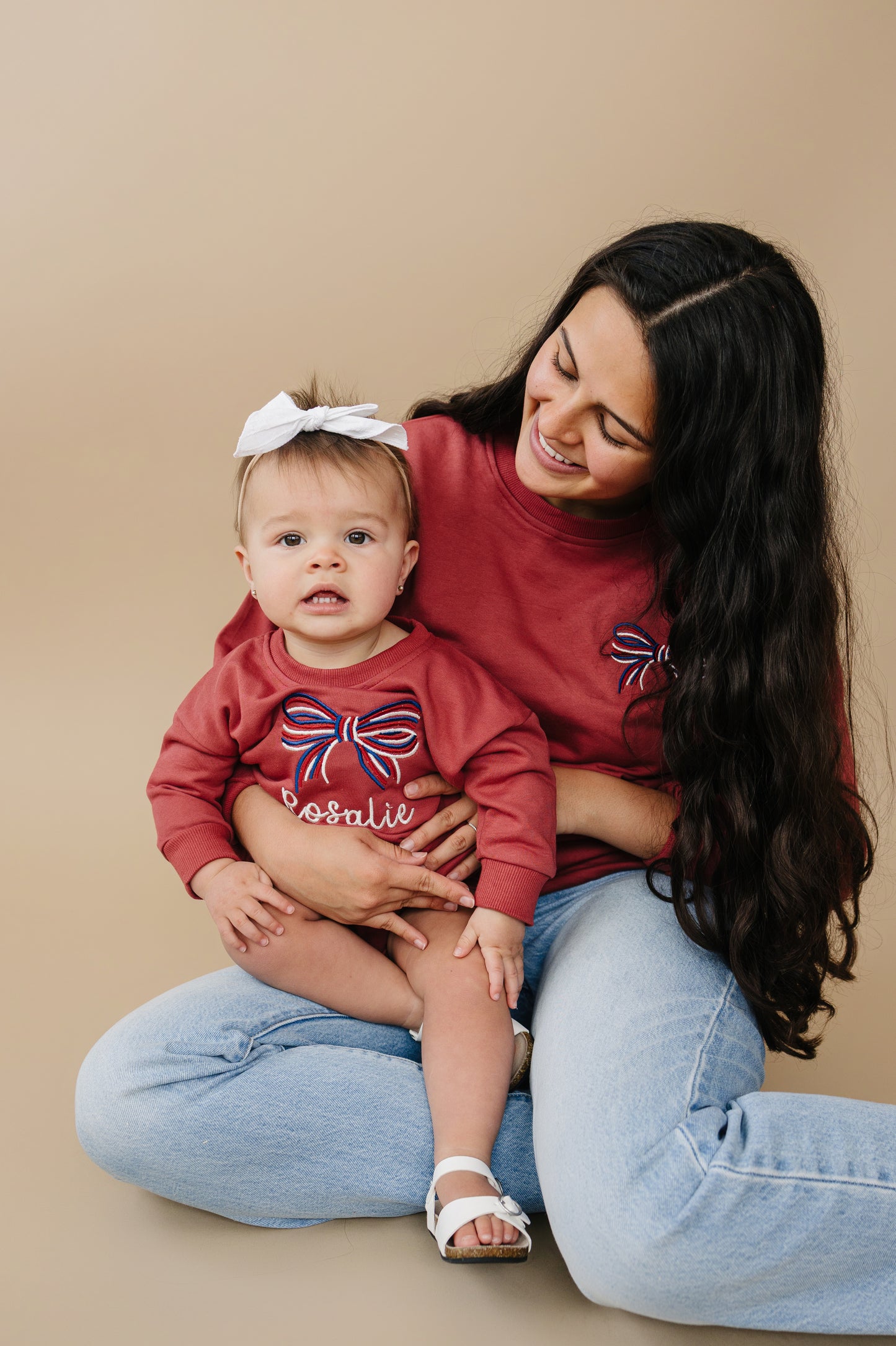 Custom Embroidered 4th of July Sweatshirt Romper or Crewneck - Red