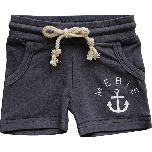 Schieferfarbene Baumwollshorts mit Tasche