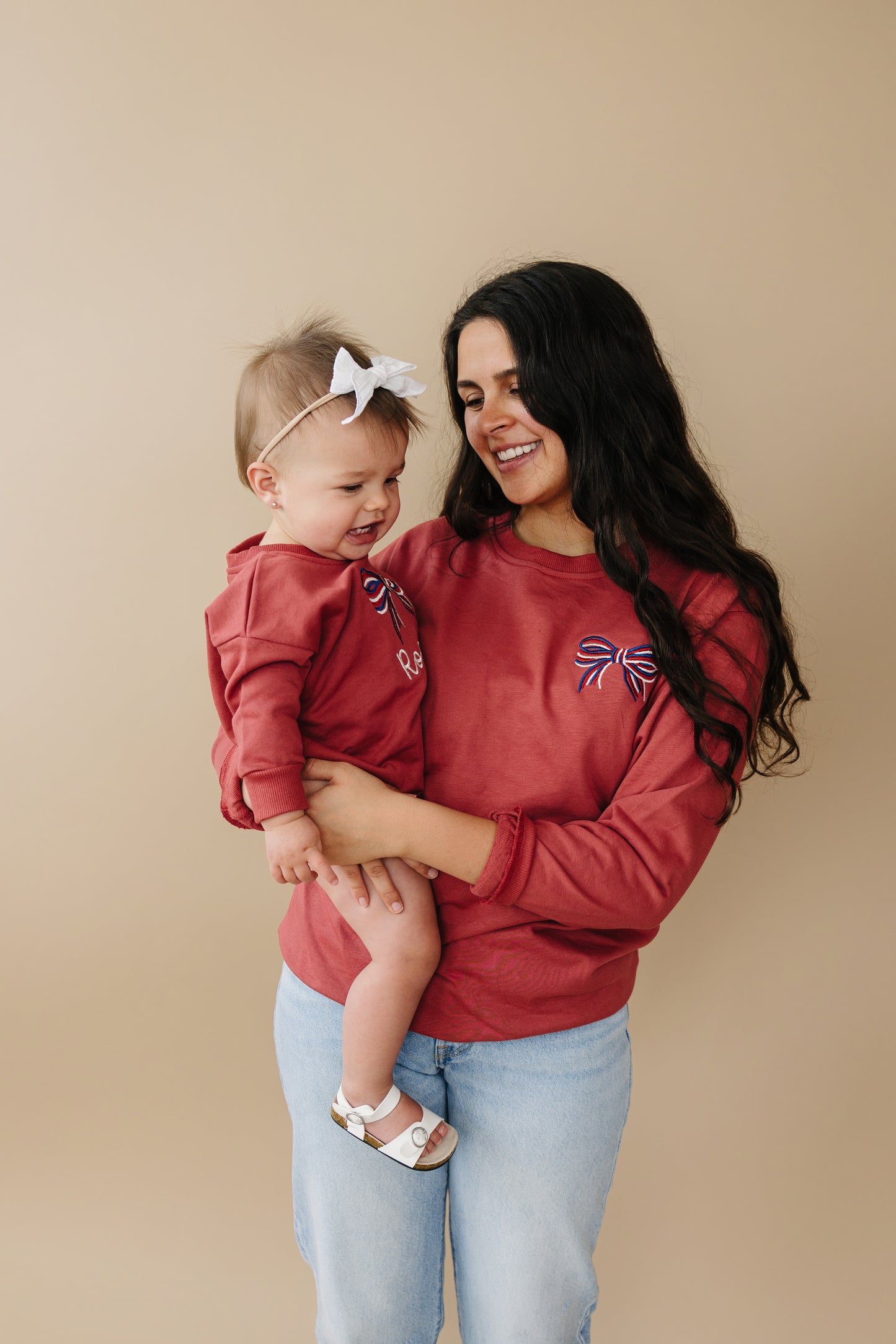 Custom Embroidered 4th of July Sweatshirt Romper or Crewneck - Red