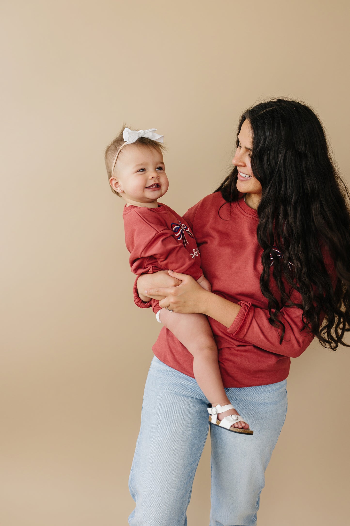 Custom Embroidered 4th of July Sweatshirt Romper or Crewneck - Red