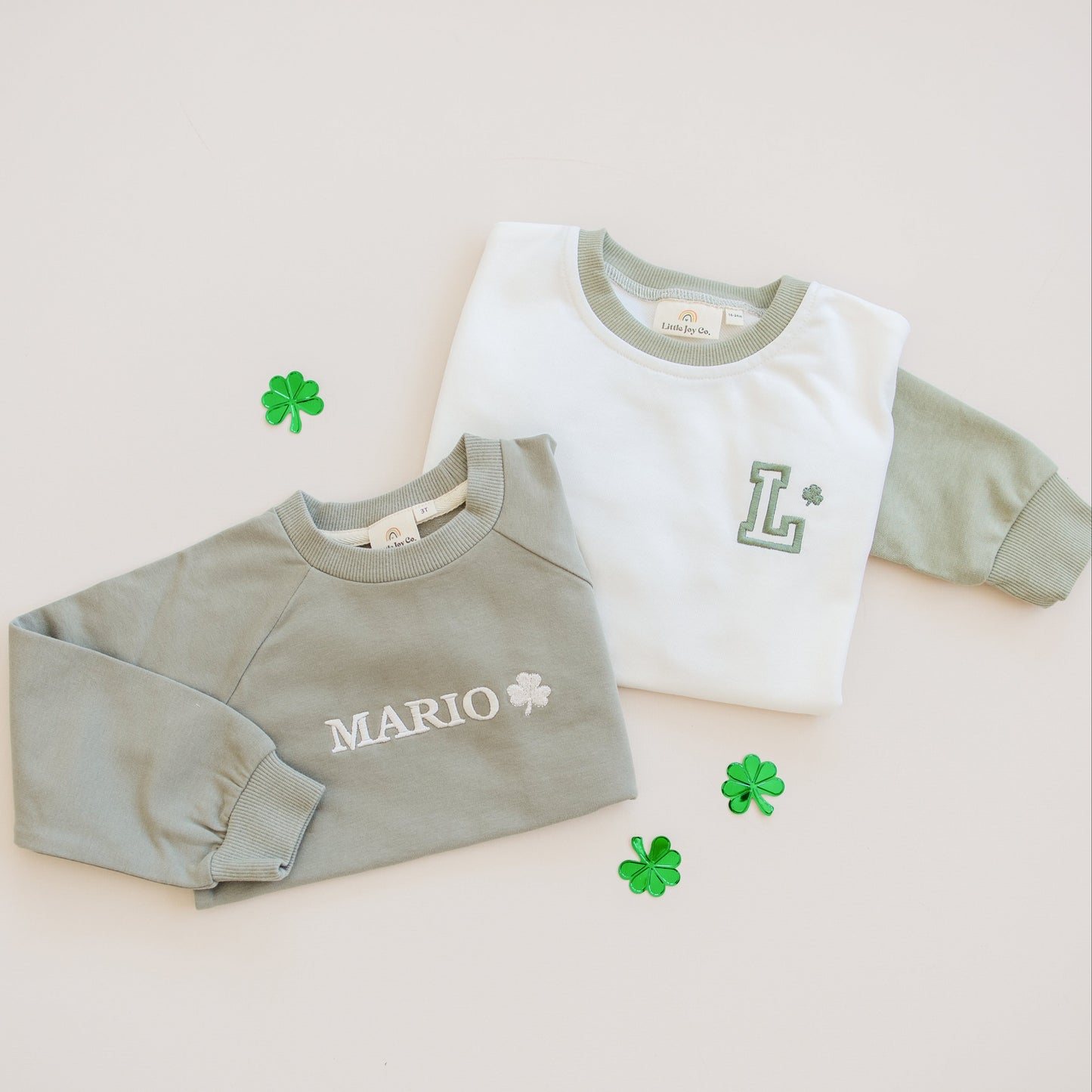 Custom Embroidered St. Patrick's Day Colorblock Sweatshirt Romper