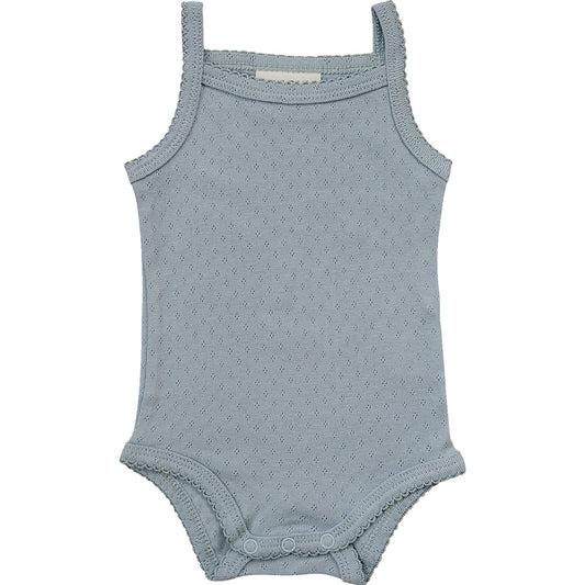 Staubblauer Pointelle-Tank-Bodysuit