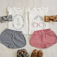 Marineblaue Shorts mit Vichy-Muster