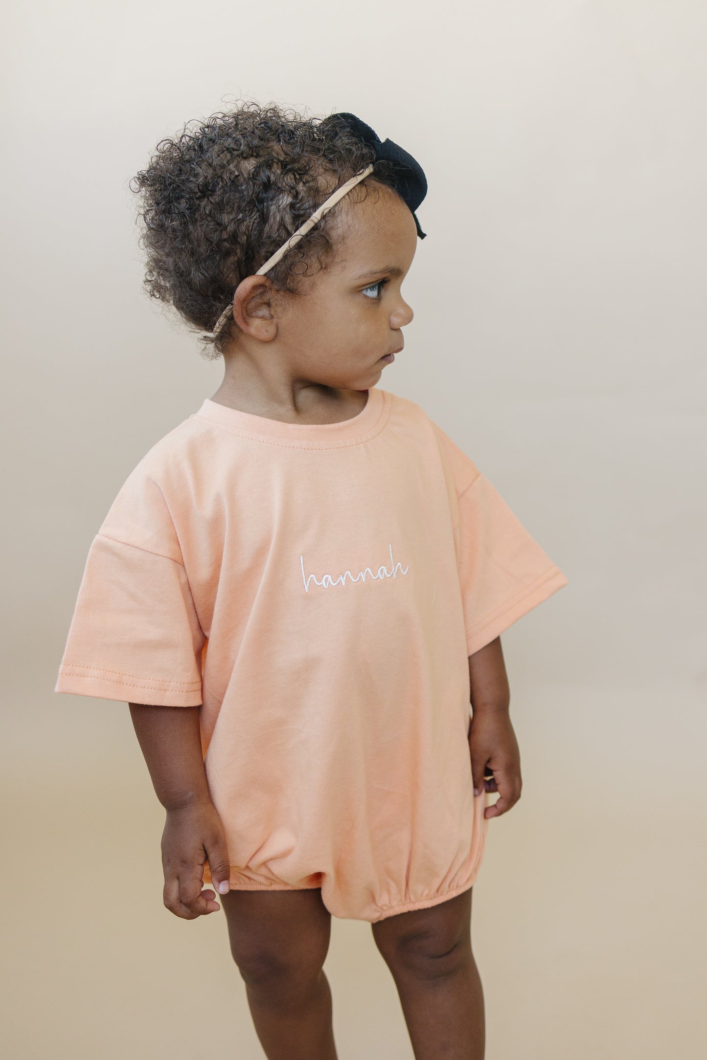 Custom Embroidered T-Shirt Romper - Creamsicle