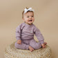 Custom Embroidered Organic Cotton Jogger Set or Sweatshirt Romper - Purple
