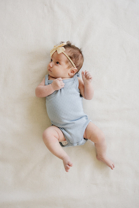 Dusty Blue Pointelle Tank Bodysuit