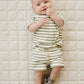 Sage Stripe Button Short Set