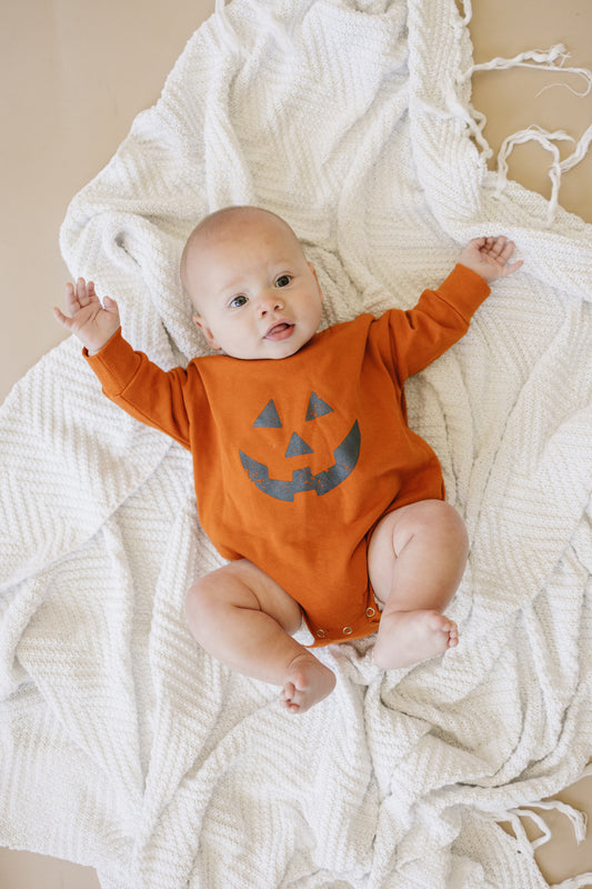 Jack O Lantern Sweatshirt Romper