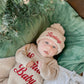 Custom Embroidered Santa Baby Christmas Knit Sweater Romper + Add-On Booties & Hat Set