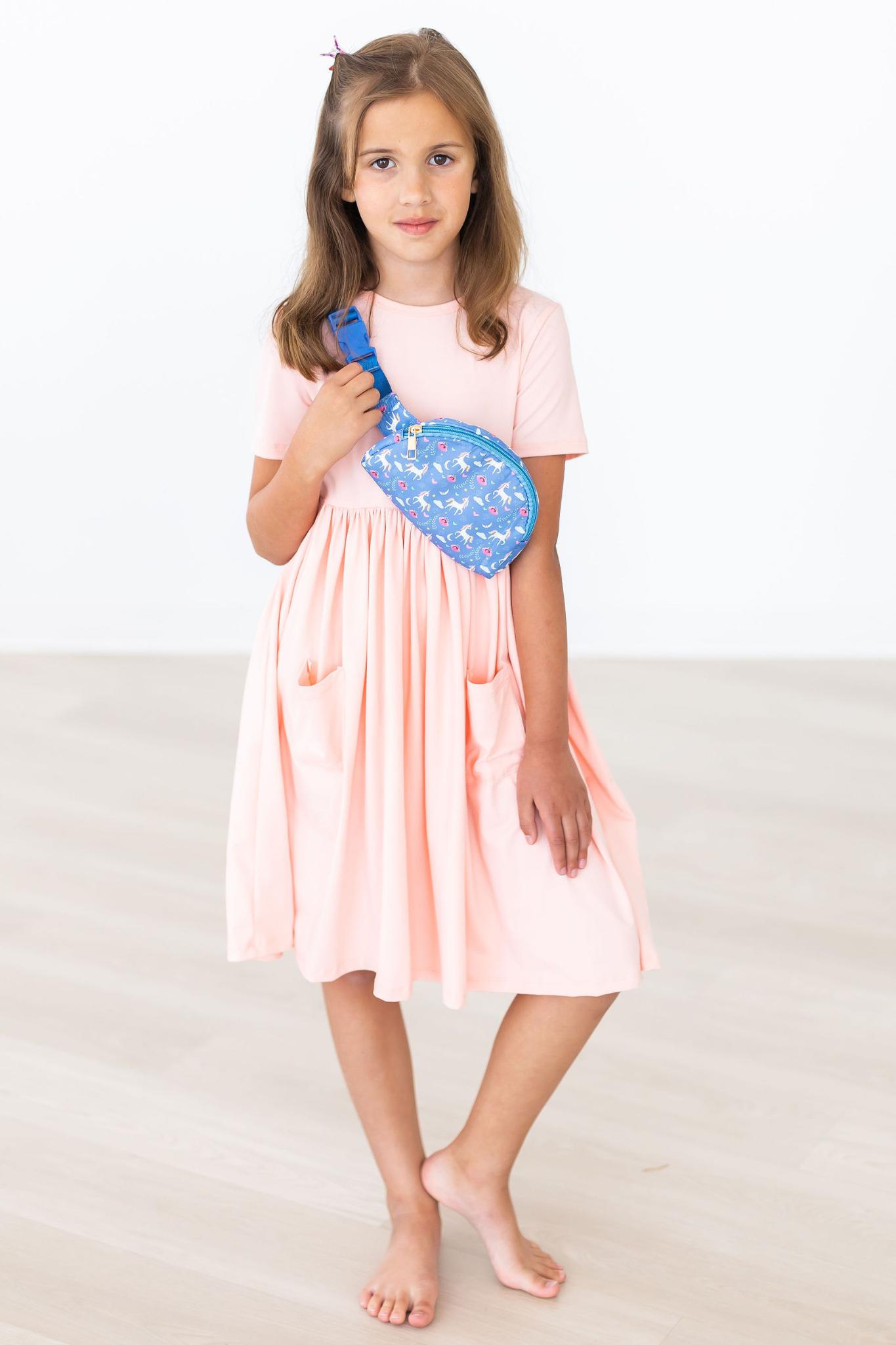 Peach S/S Pocket Twirl Dress