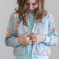 Blue Retro Unicorns Satin Jacket